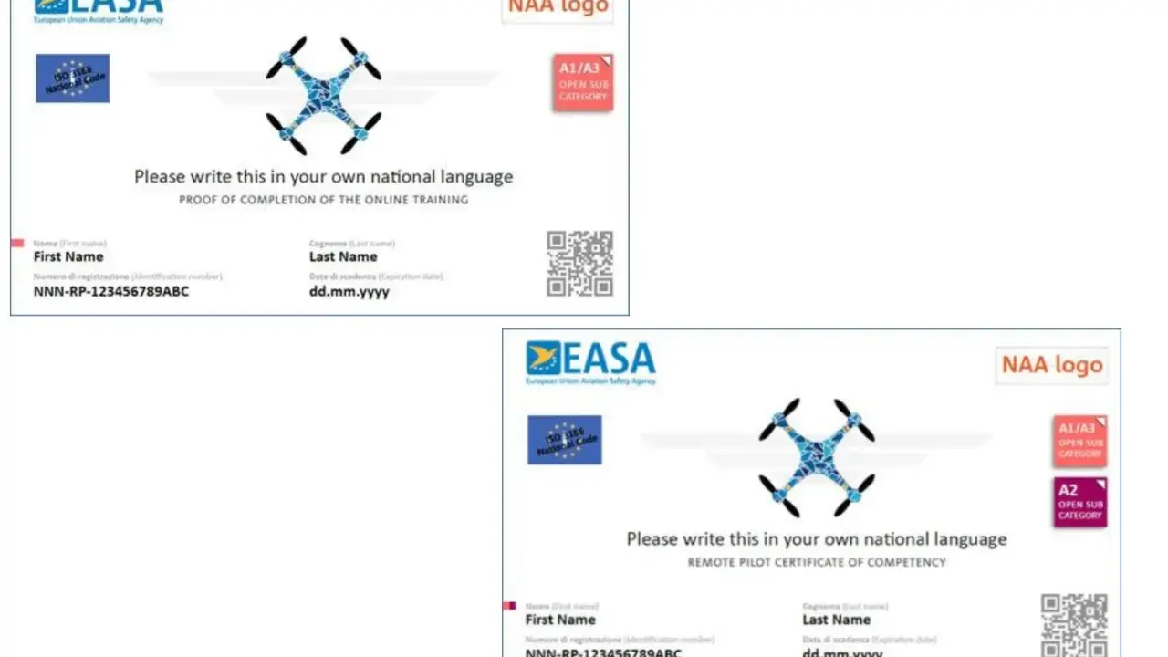 Certificati EASA per il patentino drone a1, a2, a3: differenze tra prova di completamento e attestato di competenza.