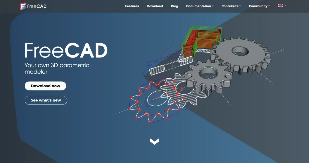 FreeCAD: software progettazione 3d gratis per creare modelli parametrici. In primo piano ingranaggi e un progetto tecnico.