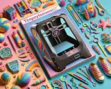 Stampante 3d circondata da giocattoli colorati e strumenti creativi, un vero sito 3d di fantasia.