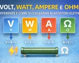 Spiegazione di volt, watt, ampere e ohm, con formule e un resistore. Cosa sono i volt ampere? La corrente (A) si calcola dividendo la tensione (V) per la resistenza (R).