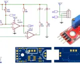 Schema con LM393 e modulo sensore sonoro per Arduino. Il circuito usa comparatori per rilevare suoni.