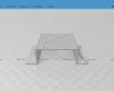 Un modello 3D di un supporto per ripiani, creato con un 3D builder. Le dimensioni sono indicate in millimetri.