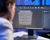 Persona lavora su un modello 3D di un container, esplorando le potenzialità della tecnologia 3D per la progettazione.