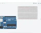 Arduino Uno collegato a una breadboard in Autodesk Circuits.