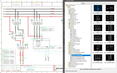 Schema elettrico con simboli IEC. Il vcc significato è "Interruttore magnetotermico unipolare", un componente di protezione.