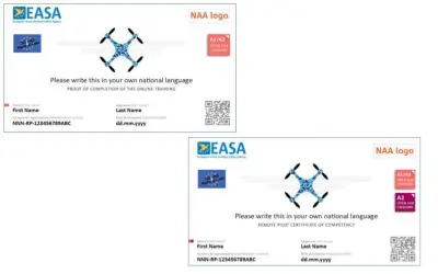 Certificati EASA per il patentino drone a1, a2, a3: differenze tra prova di completamento e attestato di competenza.