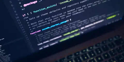 Schermo con codice Python evidenziato, che mostra una funzione per l'inizializzazione di un tema WordPress.