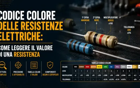 La tabella resistenze colori mostra come leggere il valore di una resistenza elettrica tramite le bande colorate.