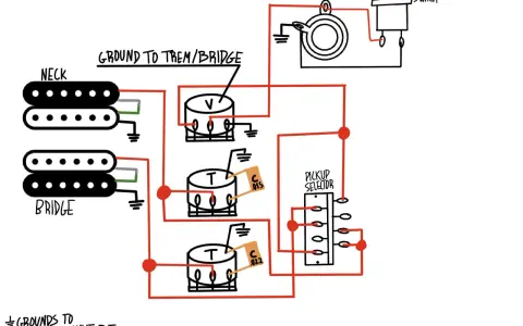 Schema elettrico di una chitarra: pickup, potenziometro come funziona, selettore e kill switch.