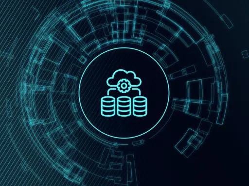 Icona stilizzata di un cloud con ingranaggio e tre pile di dischi, che simboleggia il database. Capire SQL cos'è è fondamentale per gestire questi dati.