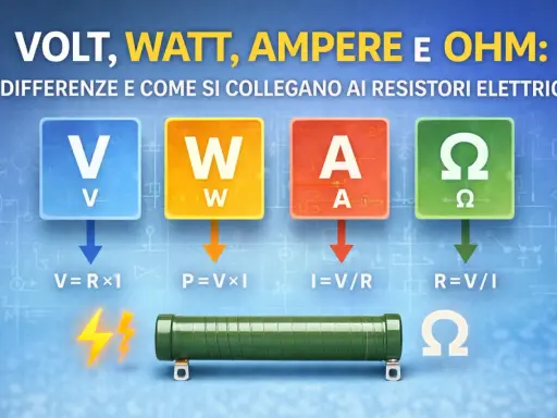 Spiegazione di volt, watt, ampere e ohm, con formule e un resistore. Cosa sono i volt ampere? La corrente (A) si calcola dividendo la tensione (V) per la resistenza (R).