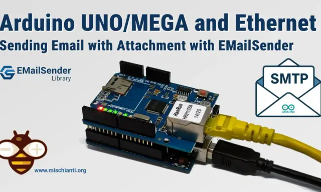Arduino UNO/MEGA con shield Ethernet per inviare email con allegati tramite la libreria EMailSender.