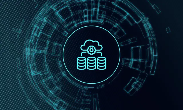 Icona stilizzata di un cloud con ingranaggio e tre pile di dischi, che simboleggia il database. Capire SQL cos'è è fondamentale per gestire questi dati.
