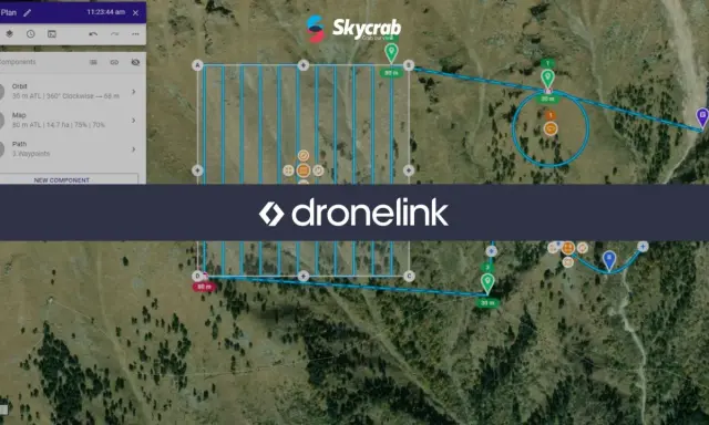 Schermata di una dji fly map con un percorso pianificato per un drone, con waypoint e altitudini.
