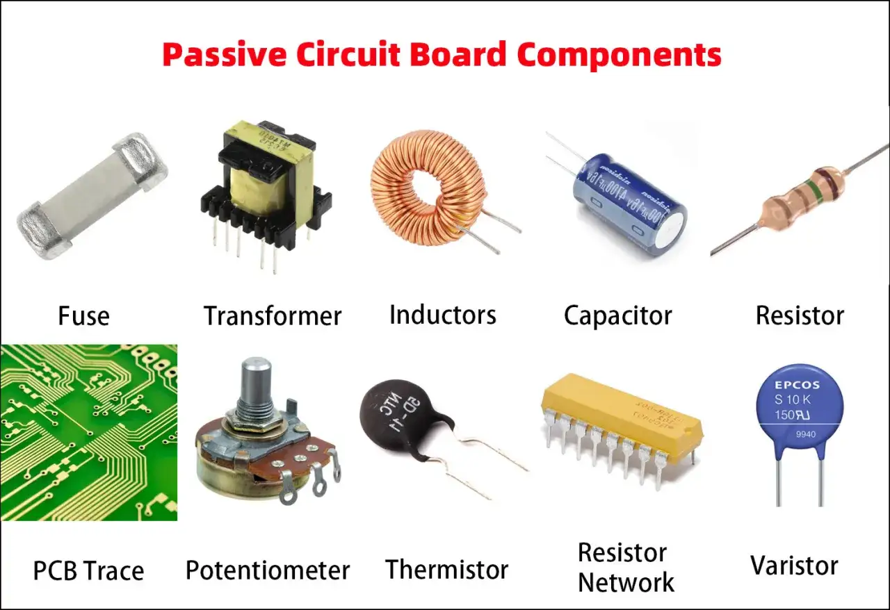 Componenti passivi per schede elettroniche: fusibile, trasformatore, induttore, condensatore, resistore, traccia PCB, potenziometro, termistore, rete resistiva, varistore. Impara come leggere una scheda elettronica.