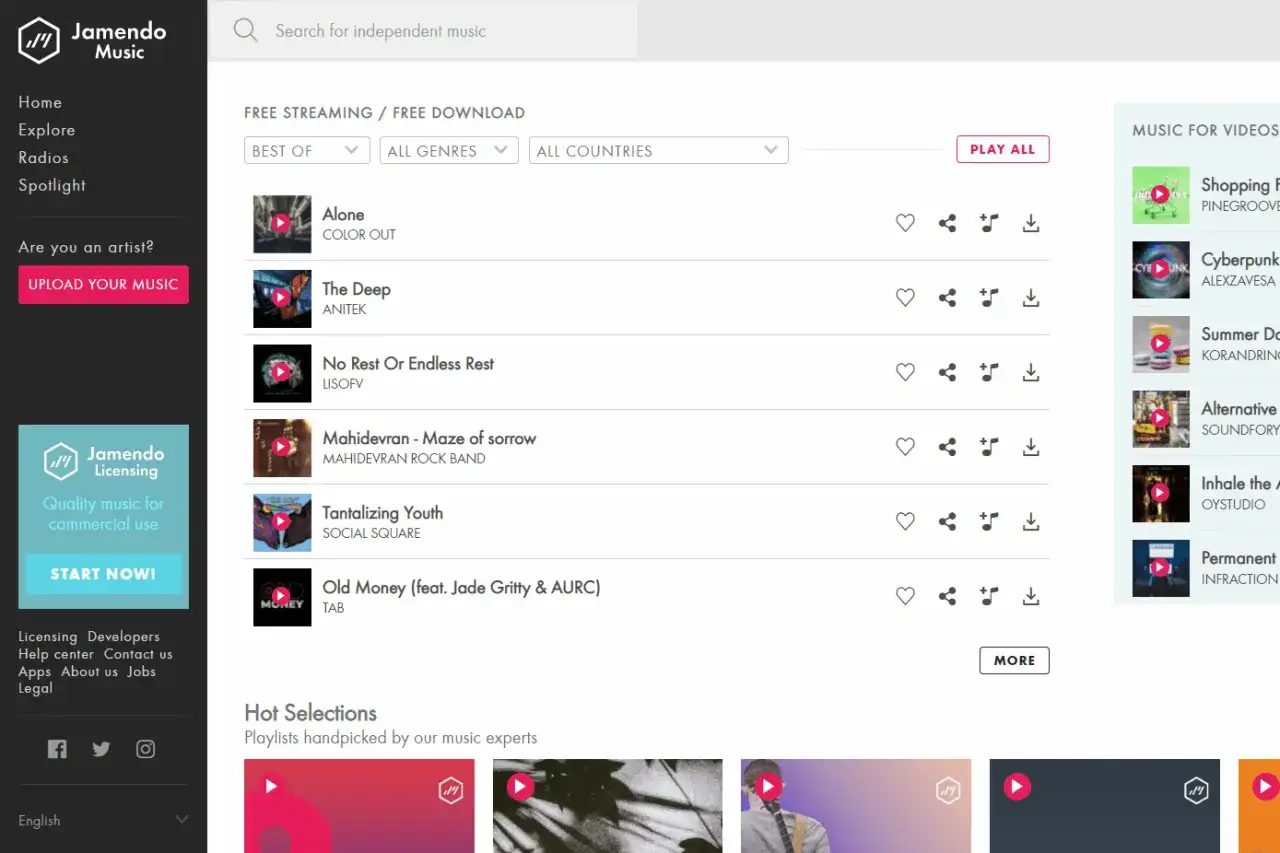 Jamendo Music: scopri come scaricare musica gratis. Ascolta brani, esplora generi e trova la tua prossima colonna sonora.