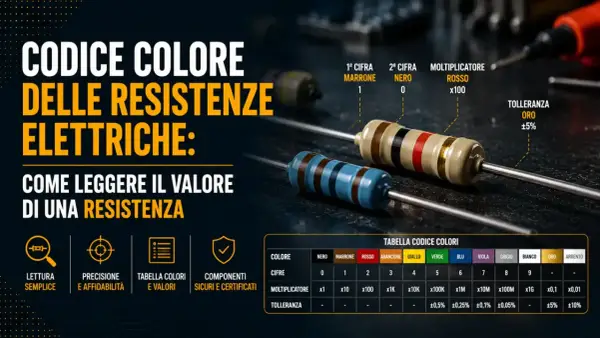 La tabella resistenze colori mostra come leggere il valore di una resistenza elettrica tramite le bande colorate.